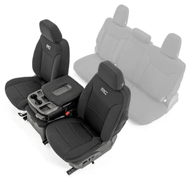Rough Country Neoprene Front Seat Covers for Chevy Silverado & GMC Sierra 1500 (2019-2026) - Waterproof & UV Resistant, Foam Padded, Front Row Cover Set