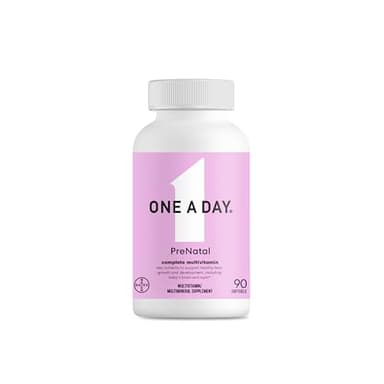 ONE A DAY Women's Prenatal 1 Multivitamin, Supplement for Before, During, and Post Pregnancy, Including Vitamins A, C, D, E, B6, B12, and Omega-3 DHA, 90 Count (Packaging May Vary)