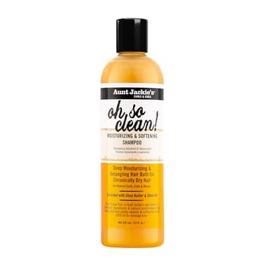 Aunt Jackie's Curls and Coils Oh So Clean Deep Moisturizing and Softening Hair Shampoo for Natural Curls, Coils and Waves, Enriched shea Butter, 12 oz
