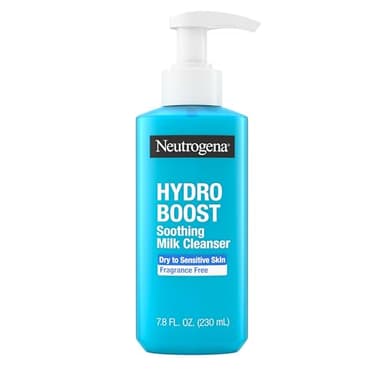 Neutrogena Hydro Boost Face Wash Soothing Milk Cleanser, Fragrance Free Hydrating Facial Cleanser With Hyaluronic Acid, Sensitive Skin Face Wash & Makeup Remover, 7.8 Fl Oz