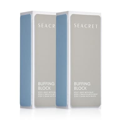SEACRET Minerals Professional Nail Buffing Block, 3 Ways Buffing Block The Secret for Shiny Nails, Manicure & Pedicure, Pack of 2