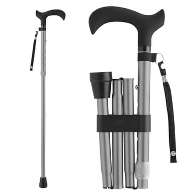 CLOKTA Walking Cane - Collapsible, Adjustable, Walking Canes for Men & Women, Walking Stick with Comfort Grip Handle for Seniors & Adults (Gray)