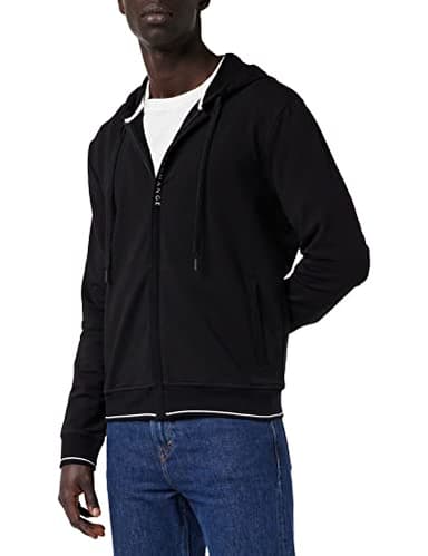 A｜X ARMANI EXCHANGE Men's Logo Zipper Full Zip Hooded Sweatshirt, Black, M