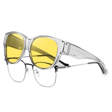 HAOLOTA Night Vision Driving Glasses Women Fit Over Glasses, Anti Glare Polarized Nighttime Yellow Lens