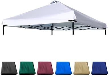 JANCANOPY Canopy Replacement Top Silver Coated with Air Vent Upgraded Adjustable Straps for Most 10x10 Straight Leg Frame, (White)