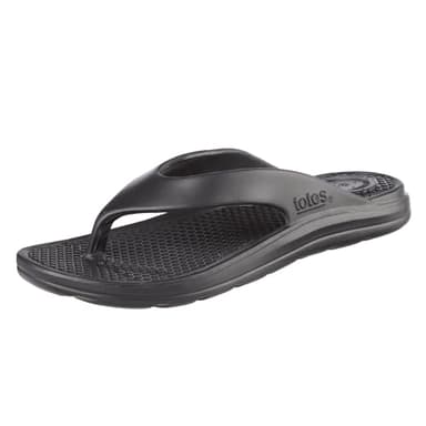 totes Men's Everywear Lightweight Waterproof Contoured Ara Flip Flop Sandal, Black, 13 US