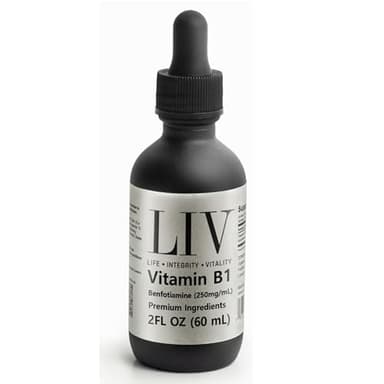 LIV Vitamin B1 Liquid – Thiamine & Benfotiamine Supplement for Glucose Metabolism & Nerve Support – Fast-Absorbing Liquid Drops – 60 mL