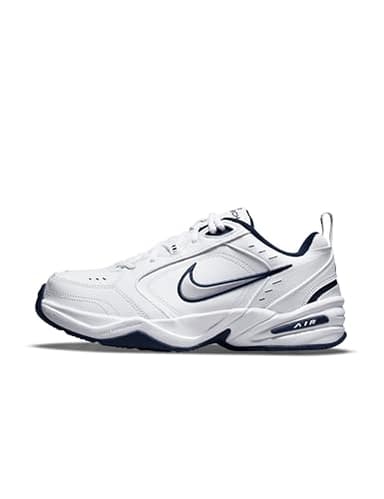 Nike Men's Air Monarch IV Cross Trainer, White/Metallic Silver/Midnight Navy, 9 XW US
