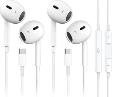 2 Pack-USB C Headphones for iPhone 17/16/15 Pro Max Plus Type C Earbuds with Microphone & Remote Noise Cancelling Earphones for iPhone 17/16/15 Pro, iPad,Galaxy S25/S24/S23/S22/S21/Ultra Note 10/20