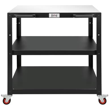 Feasto 36''x 24'' Large Movable Pizza Oven Table for Outdoor, 304 Stainless Steel Grill Cart with Wheels, 3-Shelf Outdoor Kitchen Prep Table Pizza Oven Stand on Wheels for Pizza Oven& Griddle