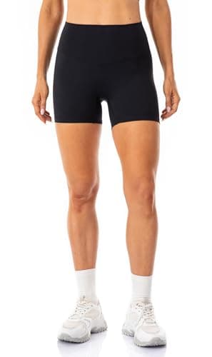 Lavento Women's All Day Soft Biker Shorts 5 Inch - High Waisted Workout Gym Running Yoga Short (Black, 4)