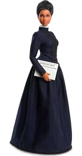 Barbie Inspiring Women Doll, Ida B. Wells Collectible with Blue Dress & Newspaper Accessory