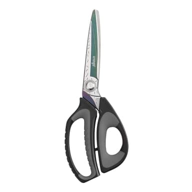 LIVINGO Heavy Duty Industrial Scissors: 10" Utility Stainless Steel Sharp Scissors all Purpose Premium Titanium Coating Forged Shop Shears for Household Pruning, Gardening, Construction, Black & Grey