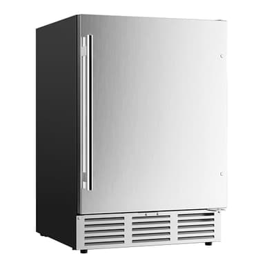 EUHOMY 24 Inch Beverage Refrigerator, Built-in and Freestanding Beverage Cooler 180 Can, Under Counter Beverage Fridge with Stainless Steel Door, Outdoor Refrigerator for Soda, Beer, Wine
