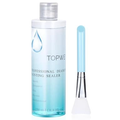 Large Diamond Painting Sealer, Topwey 250ML Diamond Art Glue with Silicone Applicator Helps Retain Your Diamond Permanent Hold & Shine Effect for Diamond Art Coasters, Puzzles ( 8.8 Fl Oz )