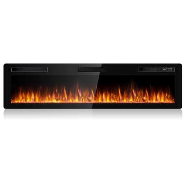 BOSSIN 72 inch Ultra-Thin Silence Linear Electric Fireplace, Recessed Wall Mounted Fireplace, Fit for 2 x 4 and 2 x 6 Stud, 12 Adjustable Flame Color & Speed,Touch Screen Remote Control with 8h Timer