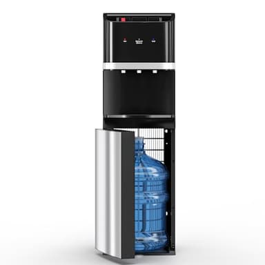 Manastin Bottom Loading Water Cooler Dispenser for 5 Gallon Bottles, Stainless Steel Water Cooler with 3 Temperature Settings - Hot, Cold & Room Water, Ideal Design for Home & Office, Space Black
