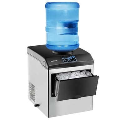 COSTWAY Countertop Ice Maker with Water Dispenser, 3 Sizes Bullet Shaped Ice, 48lbs/Day, Fast Ready in 6 Minutes, Ice Machine with Cold Water for Home Bar Kitchen Office