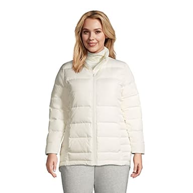 Lands' End Womens Puffer Down Jacket Ivory Petite Plus 2x