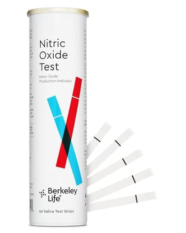 Berkeley Life Nitric Oxide Test Strips - at-Home, Non-Invasive Saliva Testing Kit to Assess Nitric Oxide Levels for Men & Women - 50 Individually Sealed Indicator Strips