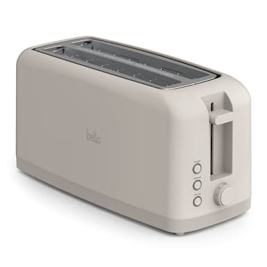 bella 4 Slice Slim Toaster, Fits-anywhere™ Kitchenware, 6 Setting Shade Control with Reheat & Cancel Buttons, Fits Sourdough, 10” Long Slot, Anti Jam & Auto Shutoff, 900 Watt, Oatmilk