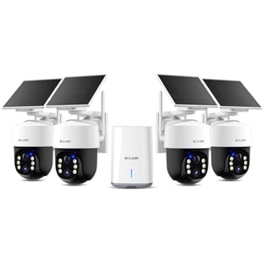 SOLIOM Security Cameras Wireless Outdoor,4K Ultra HD for Day and Night, No Subscription,Built in Radar,Solar Powered Cameras for Home Security, 360° Pan Tilt Auto Tracking,5G & 2.4G WiFi, 4-Cam Kit