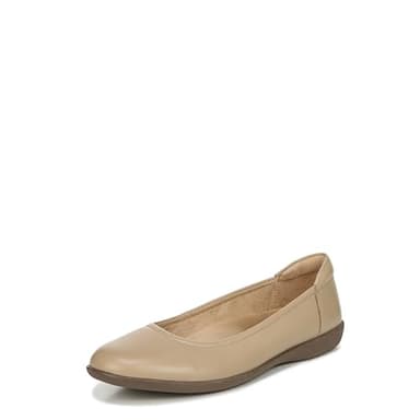 Naturalizer Womens Flexy Comfortable Slip On Round Toe Ballet Flats ,Beige Leather ,8.5 M US