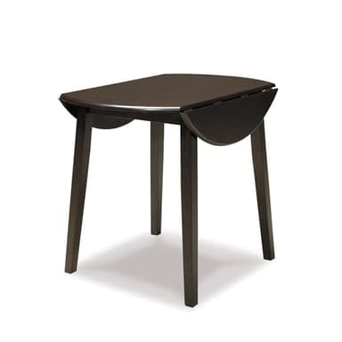 Signature Design by Ashley Hammis Round Dining Room Drop Leaf Table, Seats up to 4, Hinged Drop Leaves, Wood, 36.38" W x 36.38" D x 29.88" H, Dark Brown