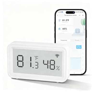eMylo Smart WiFi Thermometer Hygrometer, Indoor Wireless Temperature Humidity Sensor with Electronic Display, App Notification Alert, Free Data Storage Export, Digital Remote Monitor for Home Room (1)