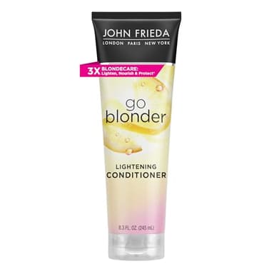 John Frieda Go Blonder Lightening Conditioner, Gradually Lightens Blonde Color, For Natural or Color-Treated Hair, Formulated with Citrus and Chamomile, Paraben Free, 8.3 Oz