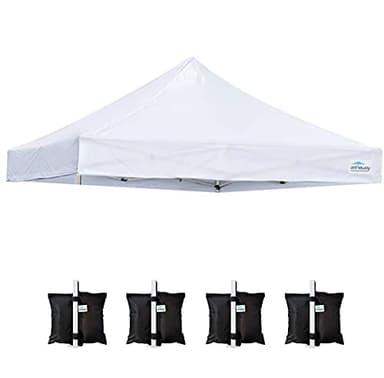 Ontheway 10' x 10' Replacement Canopy Top for Pop Up Tent, Instant Canopy Top Cover, Bonus 4PC Pack Canopy Weight Bag (White)