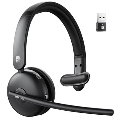 Dytole Wireless Headset with Mic for Work, Bluetooth Headset with Mic, AI Noise Cancelling, 65H Battery & Mute Function, Single-Ear Wireless Headset & USB Dongle, Fit for PC/Laptop/Teams/Call Center