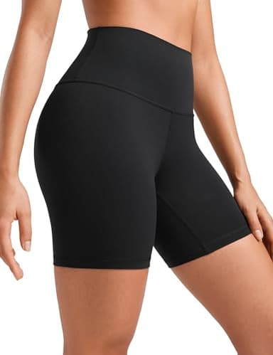 CRZ YOGA Womens ButterLuxe Biker Shorts 6 Inches - High Waisted Workout Running Volleyball Spandex Yoga Black Small