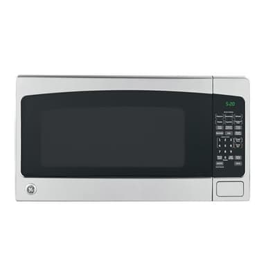 GE Countertop Microwave Oven,1, 200-watt Capacity, 2.0 Cubic Ft., 8 Auto Setting Cooking Settings, Child-Lock Technology, Kitchen Essentials for the Countertop, Dorm Room or Apartment, Stainless Steel