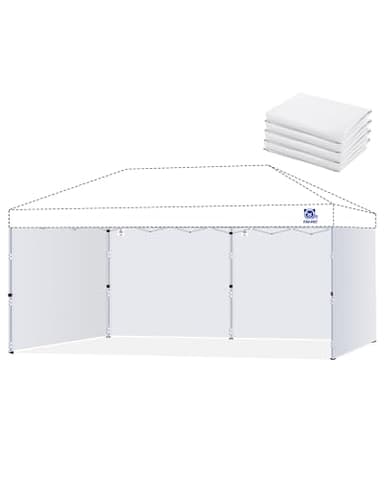 Fanpat 10x20ft Canopy Sidewalls fit 10x20ft Pop Up Tent, Waterproof 99% UV Protection Privacy Enclosure for Outdoor Events and Party, White (4Pcs Sidewalls Only, Frame and Top Not Included)