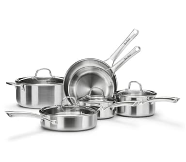 Stainless Steel Cookware Set,Tir-Ply Pots and Pans Set,10 Pcs Stainless Steel Induction Kitchen Cookware Sets,PFOA Free, Frying Pans, Butter warmer,Saute Pan & Stock Pot,Compatible with All Cooktops
