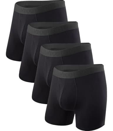 BAMBOO COOL Men's Underwear Boxer Briefs Soft Breathable Performance Underwear for Men 4 Pack (L)