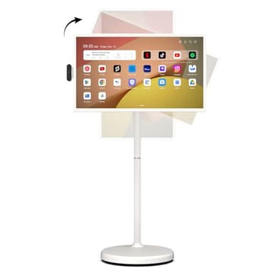 ApoloSign 32 Inch FHD Smart Portable TV 2nd Gen, 16(8+8) GB RAM+128GB, Android 16, EDLA-Certified, Rolling Tablet TV on Wheels, Built-in 15000mAh Battery, Full Swivel Rotation, Voice Remote Control