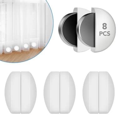 8 Pcs Shower Curtain Weights, Silicone Wrapped Heavy Duty Shower Curtain Magnets, Curtain Weights Heavy Outdoor, Prevent Curtain Liner from Blowing Around, Work for Drapery, Flag, Tablecloth(4 Pairs)