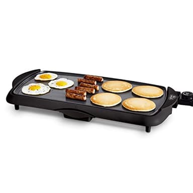 GreenLife 20” Extra Large Electric Griddle, Non-Toxic PFAS & PFOA-Free Ceramic Nonstick, Temperature Control, Quick Even Heating, Removable Drip Tray, Pancakes, Eggs, Sausage, Easy Clean, Black