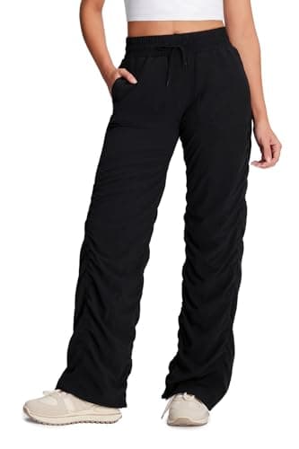 Yogipace Petite Women's Dance Studio Lined Pants UPF 50+ Lightweight Wrinkle Free Hiking Travel Pant,25",Black,Size M