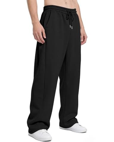 ANNERUN Men's Sweatpants Loose Fit Joggers Pockets Drawstring Heavyweight Fleece Athletic Pants for Men,Black,XL