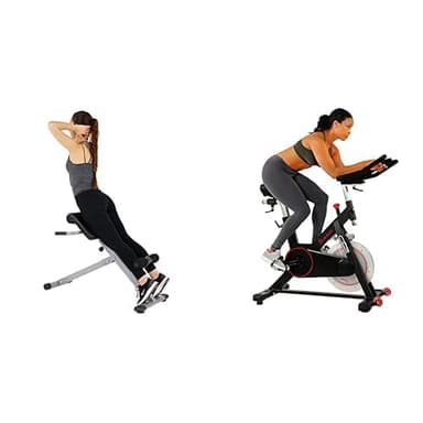 Sunny Health and Fitness 45 Degree Hyperextension Roman Chair, Steel, Grey, One Size + Indoor Cycling Wheel with Magnetic Belt Drive, 136kg Max Weight, 20kg Flywheel, Pedal Hook
