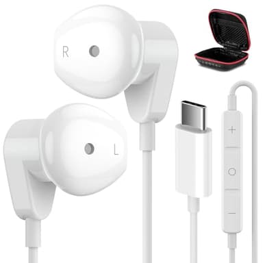USB C Headphones for iPad Pro/iPhone 17 16 15 Pro Max Air HiFi Stereo USB-C Wired Earbuds Microphone Volume Control Type C Earphone for Samsung S26 S25 S24 S23 Ultra S22 S21 Note 20 Pixel 10 9 8 7 6 5