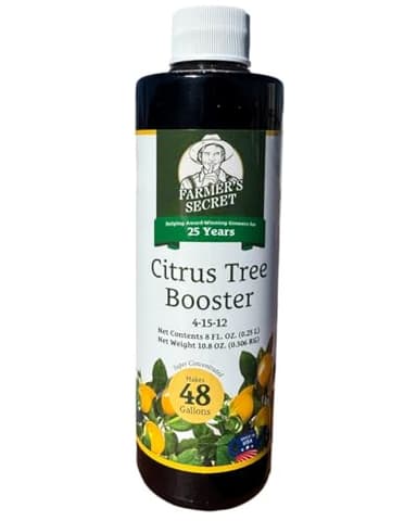 Farmer's Secret Citrus Tree Booster Fertilizer - Super Concentrated - Formulated for All Citrus Trees Including All Types of Lemons, Limes, and Oranges - Outdoor and Indoor/Container Trees (8oz)