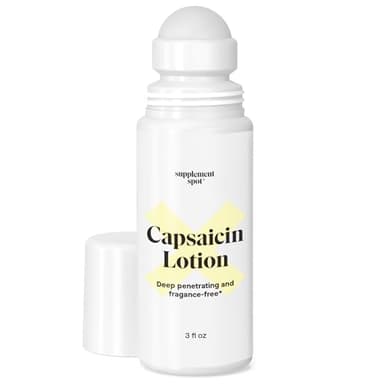 Supplement Spot Capsaicin Lotion – Cream for Muscles & Joints – Deep Penetrating Roll On w/0.075% Capsaicin Cream – (3 oz)