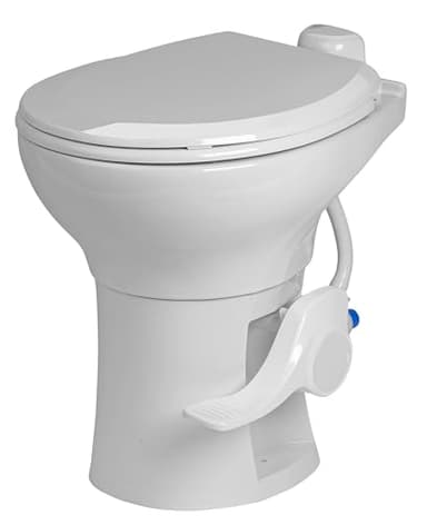 Voyager Plus Universal Residential Height RV Toilet with Porcelain Bowl FREEZABLE Water Valve | RV Winterization | Ideal for Outdoor and Winter Use