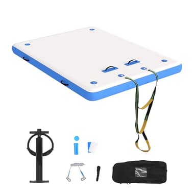 Inflatable Floating Dock Swim Air Platform, 6ft/8ft Inflatable Air Dock Platform Floating Island Raft with Non-Slip Surface, Island Raft Mat for Pool Beach Ocean