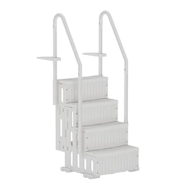 UPHYB Pool Ladder, 4-Step Pool Stairs with Double Handrails and Non-Slip Steps for 48-54” Above Ground and In-Ground Pools, White