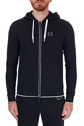 A|X ARMANI EXCHANGE mens Basic Zip Up Hoodie With Chest Logo Hooded Sweatshirt, Navy, XX-Large US